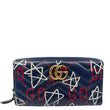 GUCCI Ghost Matelasse Leather Zippy Wallet Blue 448087