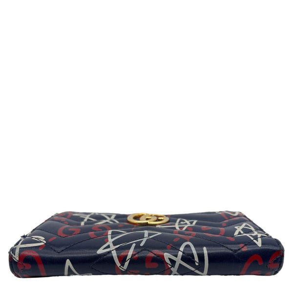 GUCCI Ghost Matelasse Leather Zippy Wallet Blue 448087