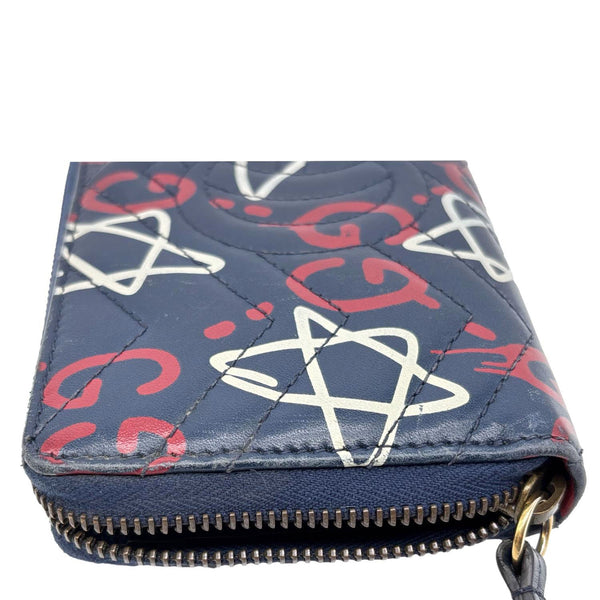 GUCCI Ghost Matelasse Leather Zippy Wallet Blue 448087