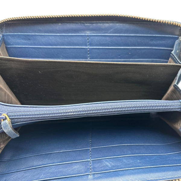 GUCCI Ghost Matelasse Leather Zippy Wallet Blue 448087