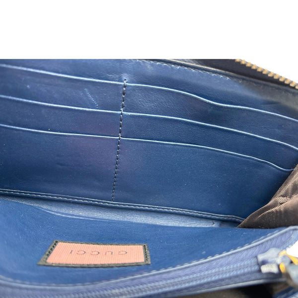 GUCCI Ghost Matelasse Leather Zippy Wallet Blue 448087
