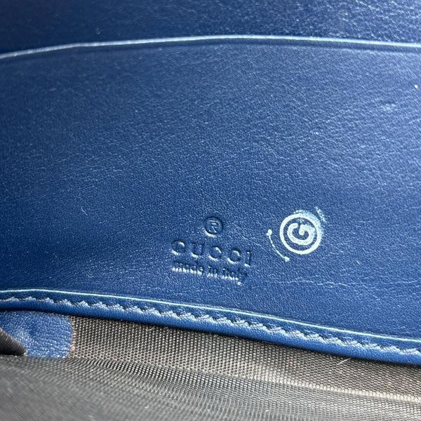 GUCCI Ghost Matelasse Leather Zippy Wallet Blue 448087