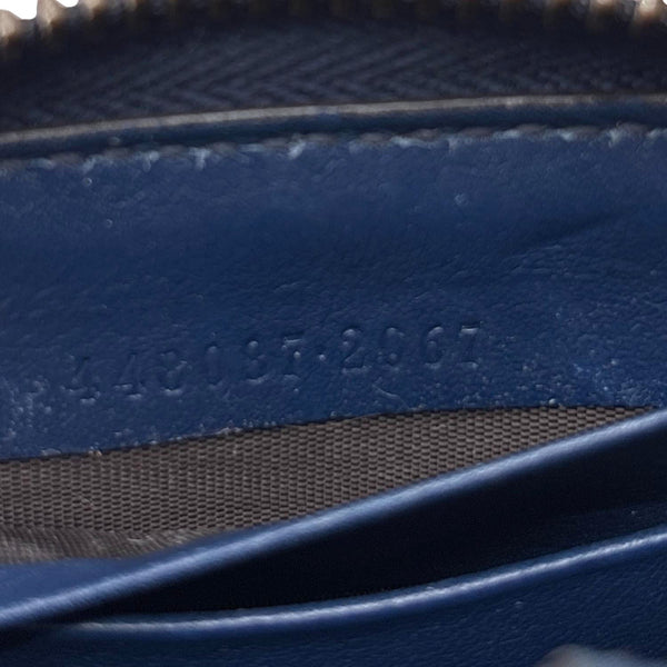 GUCCI Ghost Matelasse Leather Zippy Wallet Blue 448087