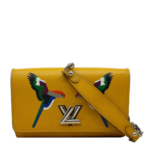 LOUIS VUITTON Twist Bird Epi Leather Chain Wallet Yellow