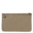 LOUIS VUITTON Neverfull Pochette Giant Monogram Empreinte Leather Wristlet Beige