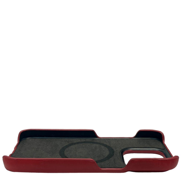 Dallas Designer Handbags Leather iPhone 15 Pro MagSafe Phone Case Reddish Brown