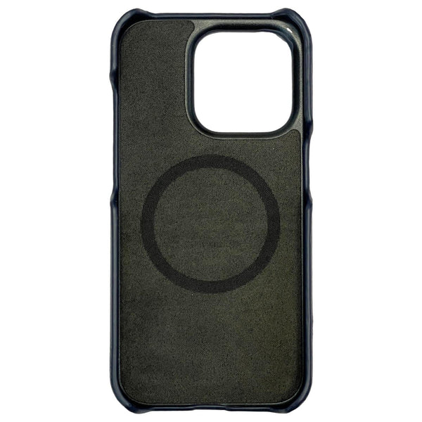 127-0Shops Designer Handbags Leather iPhone 15 Pro Max MagSafe Phone Case Navy Blue