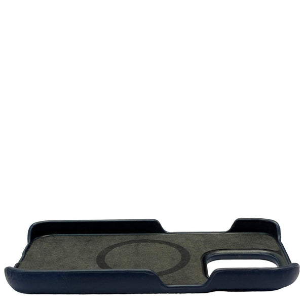 Dallas Designer Handbags Leather iPhone 15 Pro MagSafe Phone Case Navy Blue