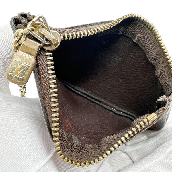 LOUIS VUITTON Key Cles Damier Ebene Pouch Brown