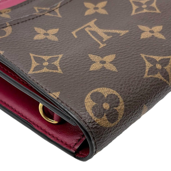 LOUIS VUITTON Flore Monogram Canvas Chain Wallet Fuchsia