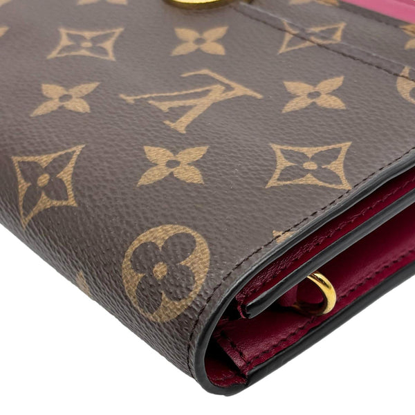 LOUIS VUITTON Flore Monogram Canvas Chain Wallet Fuchsia