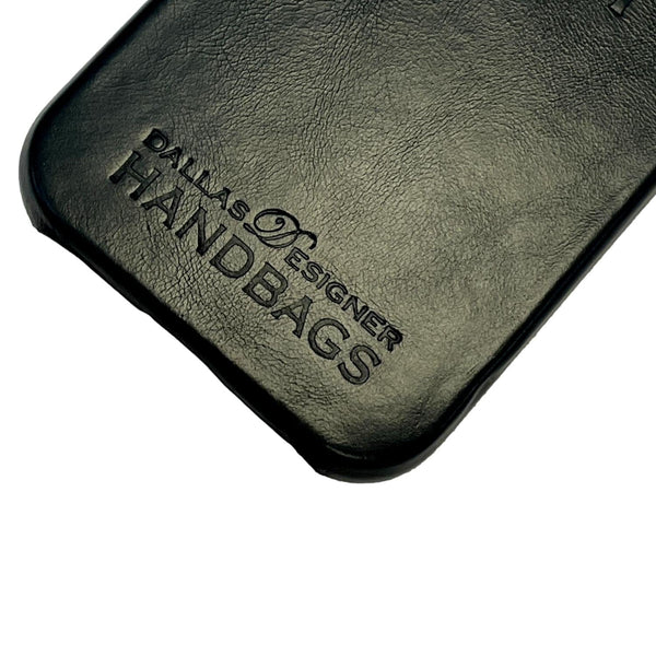 Dallas Designer Handbags Leather iPhone 15 Pro Max MagSafe Phone Case Black