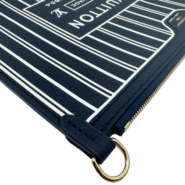 LOUIS VUITTON Neverfull Inside Out MM Calfskin Leather Pochette Navy Blue