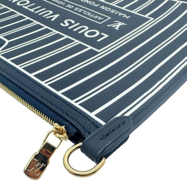 LOUIS VUITTON Neverfull Inside Out MM Calfskin Leather Pochette Navy Blue