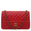 CHANEL CC Diagonal Goatskin Leather Wallet On Chain Red