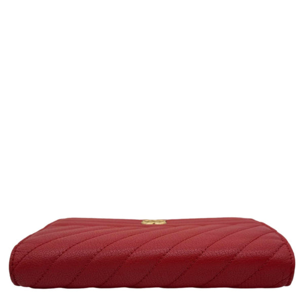 CHANEL CC Diagonal Goatskin Leather Wallet On Chain Red