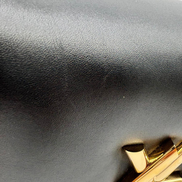 LOUIS VUITTON Twist MM Shiny Lambskin Leather Shoulder Bag Black