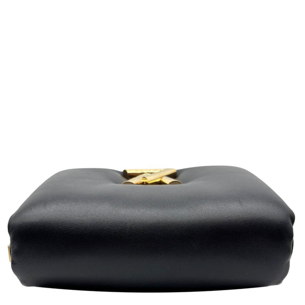 LOUIS VUITTON Twist MM Shiny Lambskin Leather Shoulder Bag Black