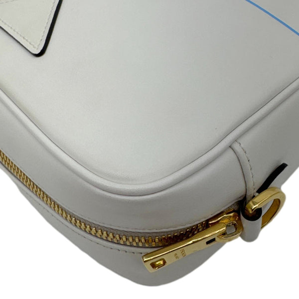 PRADA Mirage Leather Camera Crossbody Bag Off White