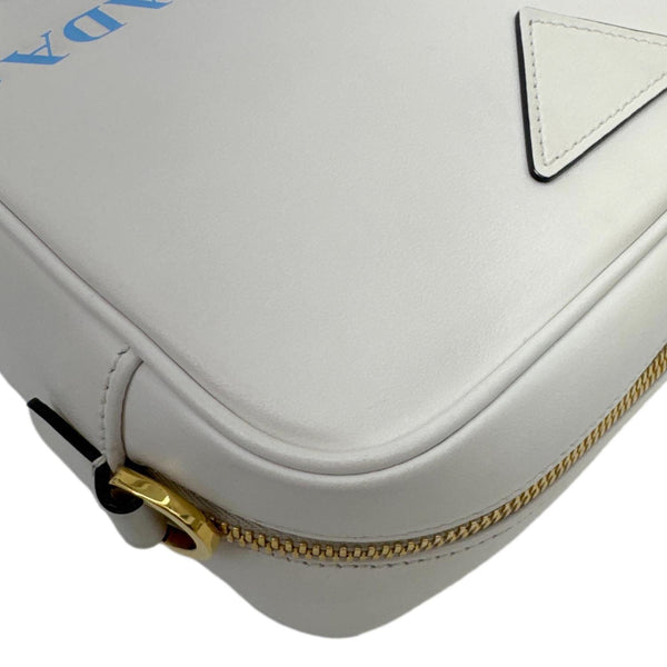 PRADA Mirage Leather Camera Crossbody Bag Off White