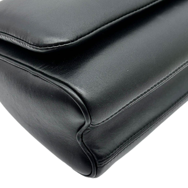 LOUIS VUITTON Twist MM Shiny Lambskin Leather Shoulder Bag Black