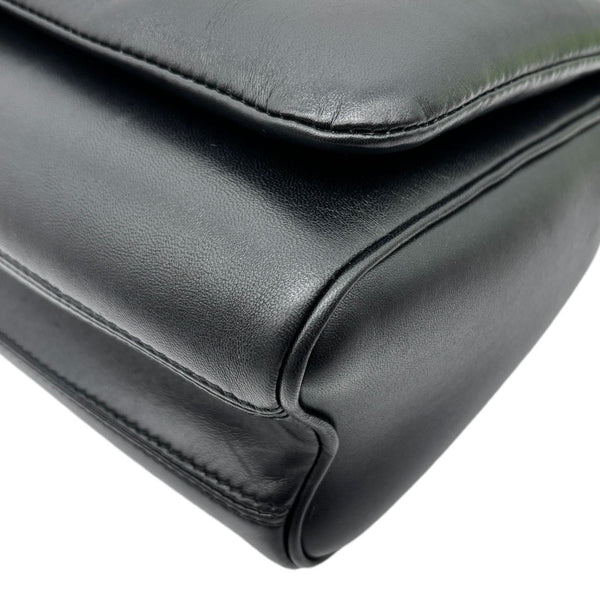 LOUIS VUITTON Twist MM Shiny Lambskin Leather Shoulder Bag Black