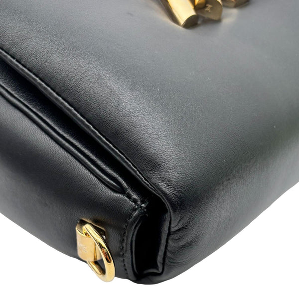 LOUIS VUITTON Twist MM Shiny Lambskin Leather Shoulder Bag Black