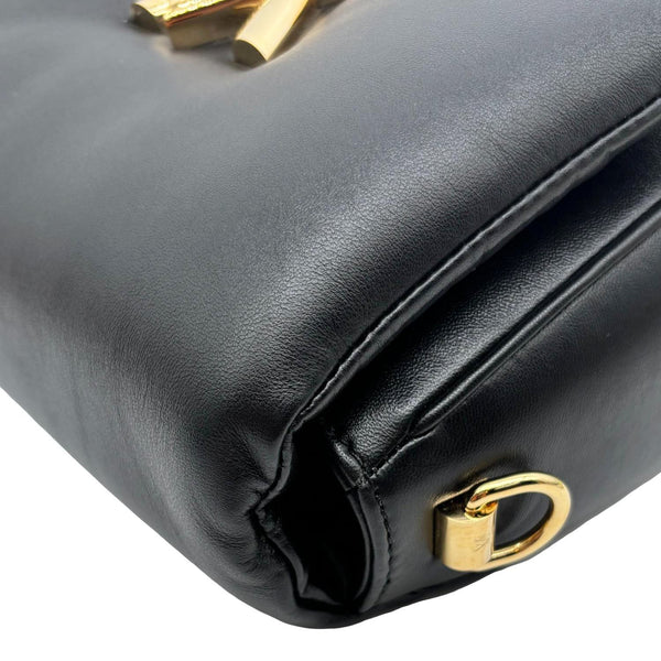 LOUIS VUITTON Twist MM Shiny Lambskin Leather Shoulder Bag Black