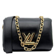 LOUIS VUITTON Twist MM Shiny Lambskin Leather Shoulder Bag Black