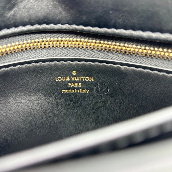 LOUIS VUITTON Twist MM Shiny Lambskin Leather Shoulder Bag Black