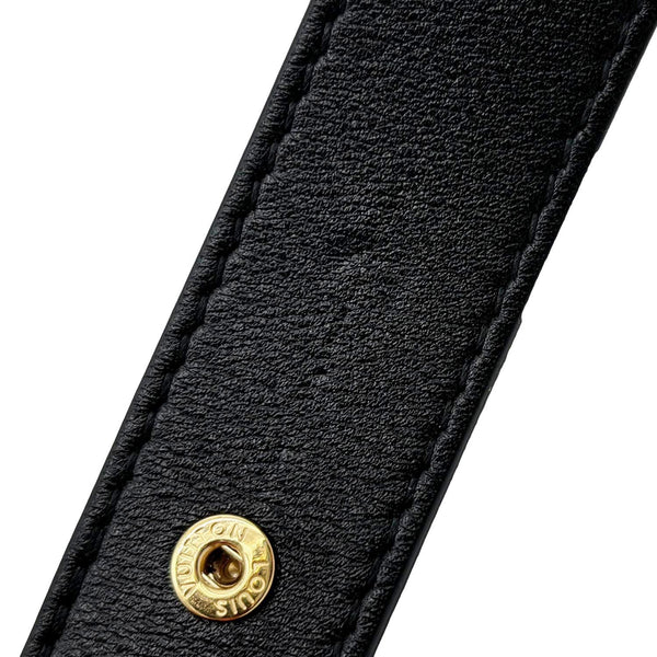 LOUIS VUITTON Twist MM Shiny Lambskin Leather Shoulder Bag Black