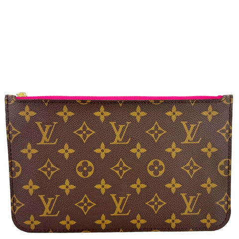 LOUIS VUITTON Neverfull Monogram Canvas Pochette Wristlet Pouch Pivoine