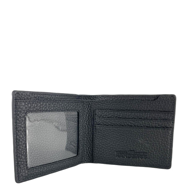 Dallas Designer Handbags Men’s Bifold Grain Leather Wallet Black