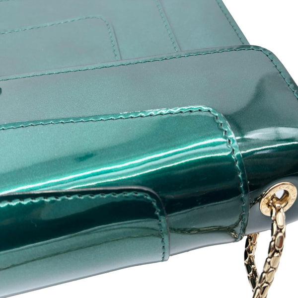 BVLGARI Serpenti Forever Medium Patent Leather Shoulder Bag Emerald Green