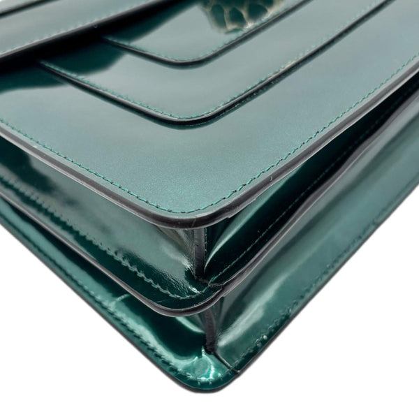 BVLGARI Serpenti Forever Medium Patent Leather Shoulder Bag Emerald Green
