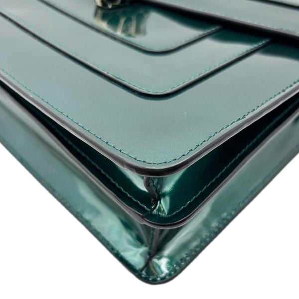 BVLGARI Serpenti Forever Medium Patent Leather Shoulder Bag Emerald Green