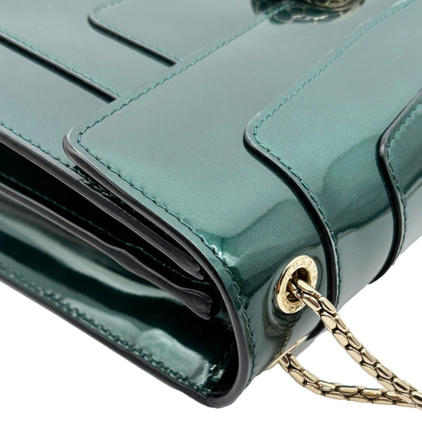 BVLGARI Serpenti Forever Medium Patent Leather Shoulder Bag Emerald Green