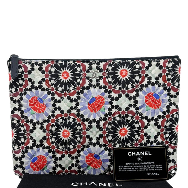CHANEL Paris Dubai Printed Canvas Cosmetic O Case Zip Pouch Multicolor