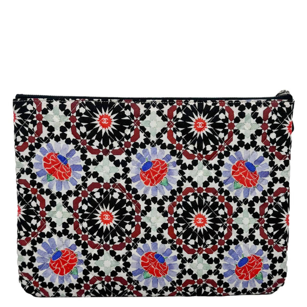 CHANEL Paris Dubai Printed Canvas Cosmetic O Case Zip Pouch Multicolor