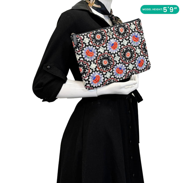 CHANEL Paris Dubai Printed Canvas Cosmetic O Case Zip Pouch Multicolor