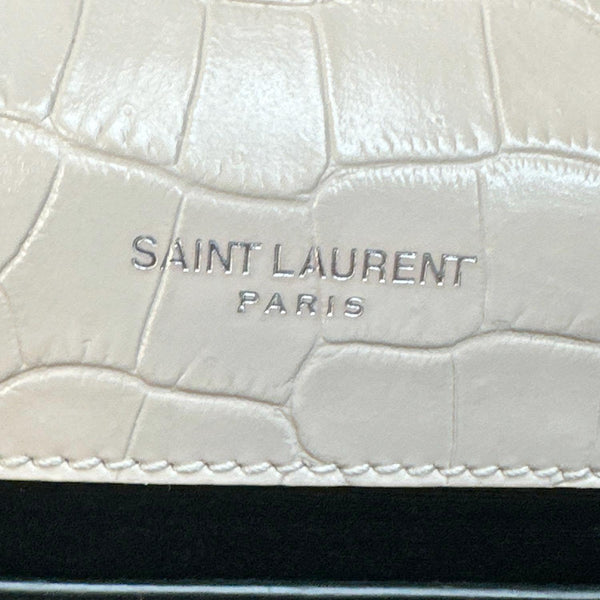 YVES SAINT LAURENT Kate Tassel Crocodile Embossed Leather Crossbody Bag Beige