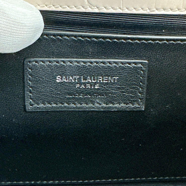 YVES SAINT LAURENT Kate Tassel Crocodile Embossed Leather Crossbody Bag Beige