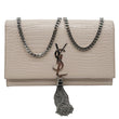 YVES SAINT LAURENT Kate Tassel Crocodile Embossed Leather Crossbody Bag Beige