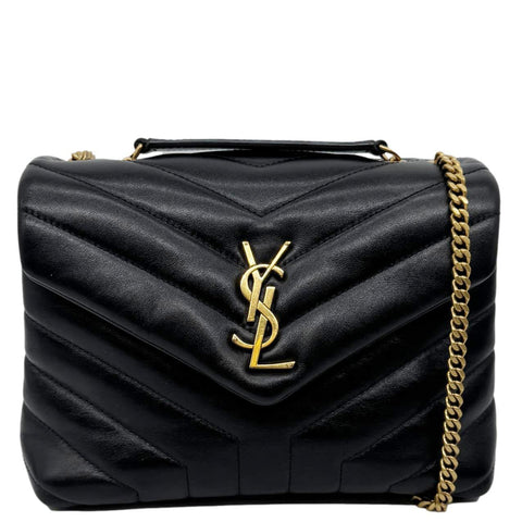 YVES SAINT LAURENT Loulou Small Quilted Leather Crossbody Bag Black