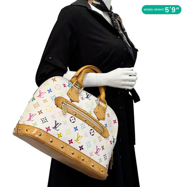 LOUIS VUITTON X Takashi Murakami Alma PM Monogram Multicolor Canvas Satchel Bag White