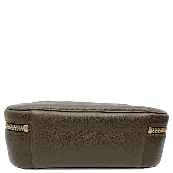 CHANEL Vintage Vanity Case Leather Top Handle Bag Dark Olive