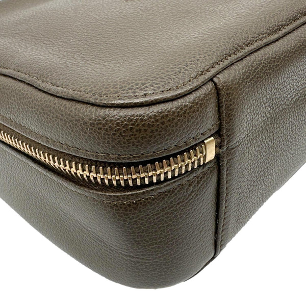 CHANEL Vintage Vanity Case Leather Top Handle Bag Dark Olive
