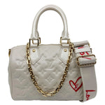 LOUIS VUITTON Speedy 22 Bandouliere Fall In Love Embossed Monogram Leather Shoulder Bag White