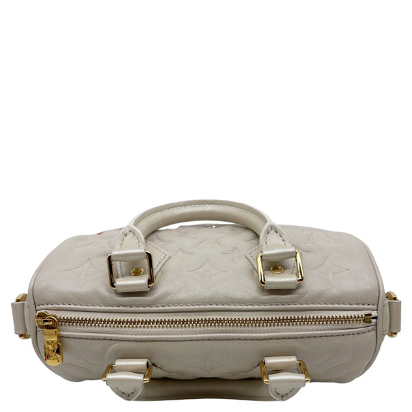 LOUIS VUITTON Speedy 22 Bandouliere Fall In Love Embossed Monogram Leather Shoulder Bag White