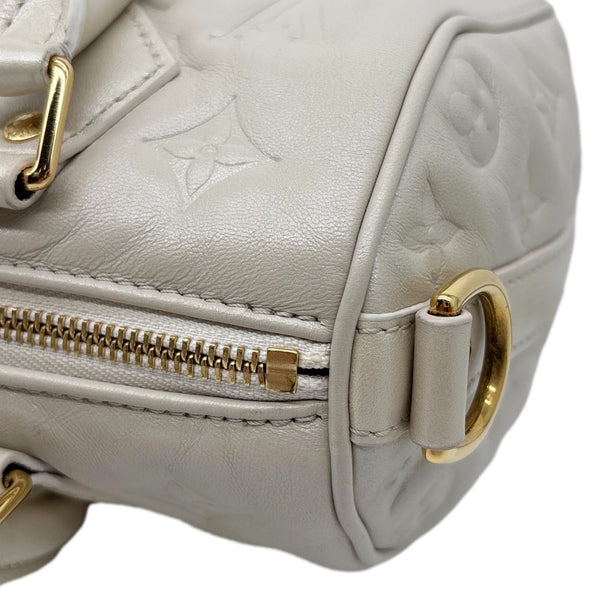 LOUIS VUITTON Speedy 22 Bandouliere Fall In Love Embossed Monogram Leather Shoulder Bag White